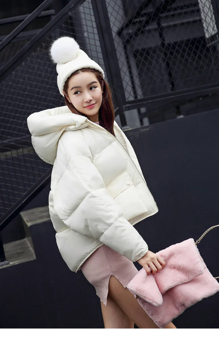 Толстые короткие хлеб мягкий хлопок легкий утка пальто плюс Размеры рукав «летучая мышь» одноцветное теплая куртка свободные парки Kawaii с капюшоном в Корейском стиле наряд
