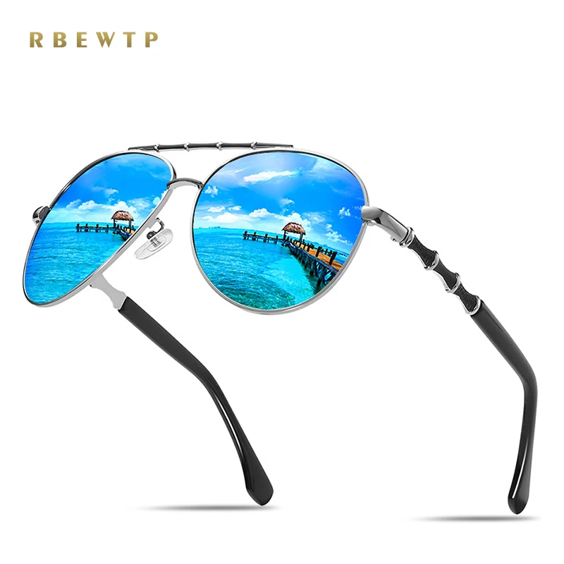 

RBEWTP Unisex Brand 2019 Pilot Sunglasses Men Polarized Driving Bamboo foot Sunglasses UV400 Frame Eyewear Gafas De So