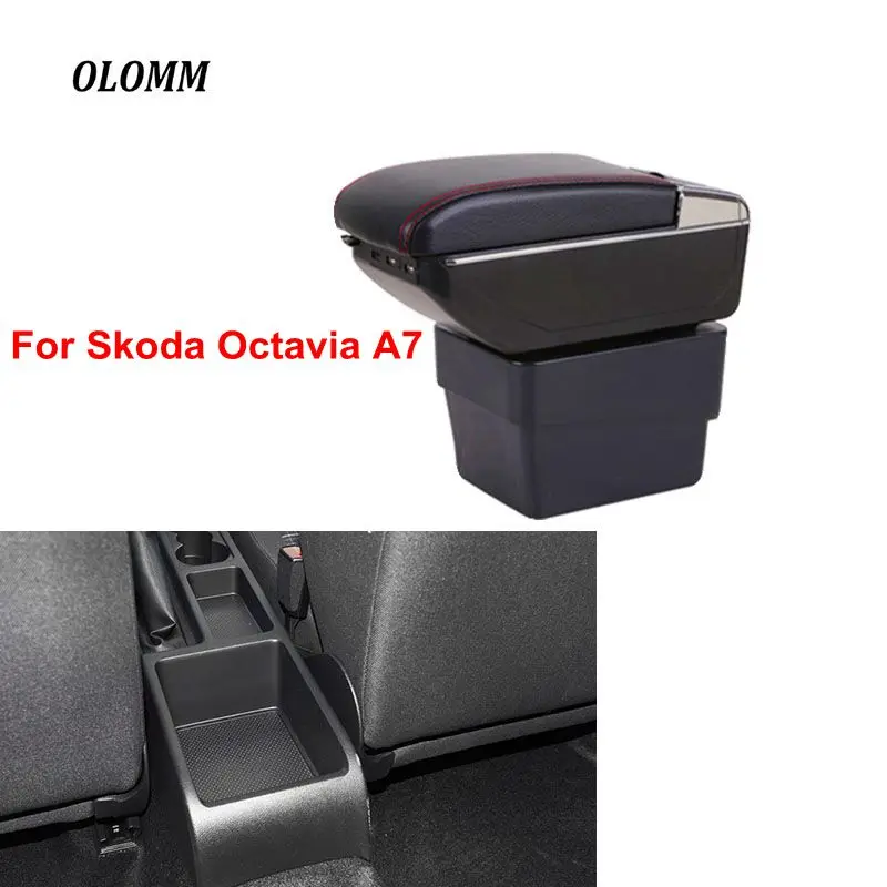 Подлокотник коробка для Skoda Octavia A7 15-18 зарядка через usb повышается двойной слой центральный магазин содержание Подстаканник Пепельница аксессуары