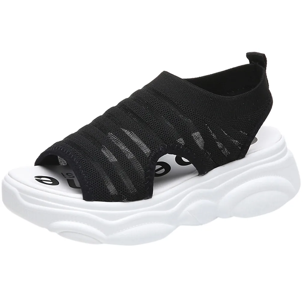 Женские дышащие сандалии SAGACE черные прогулочные на платформе лето 2019|Боссоножки