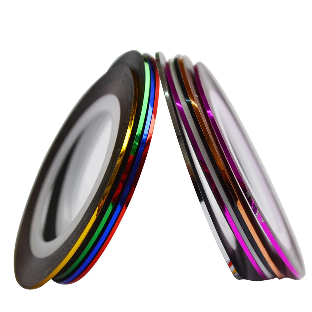 Полоски для украшения ногтей 1 мм в рулонах блестящие полоски клейкая лента