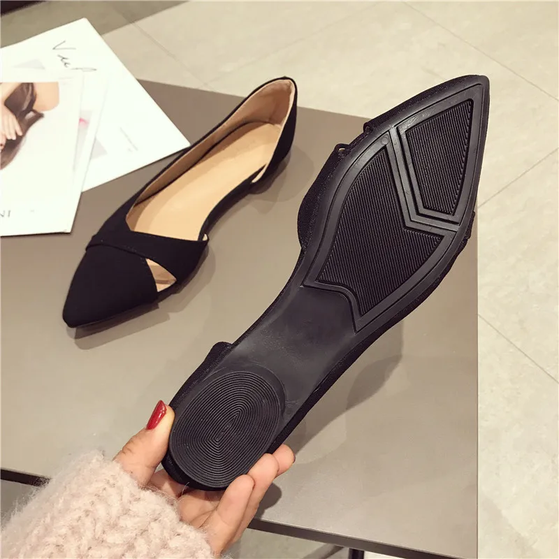 Черный BEYARNEFashion Casual Flat Shoes Woman New Summer Breathable Comfortable Soft-soled Shoes Pointed Toe Shallow Flat Women Shoes - Цвет: Черный