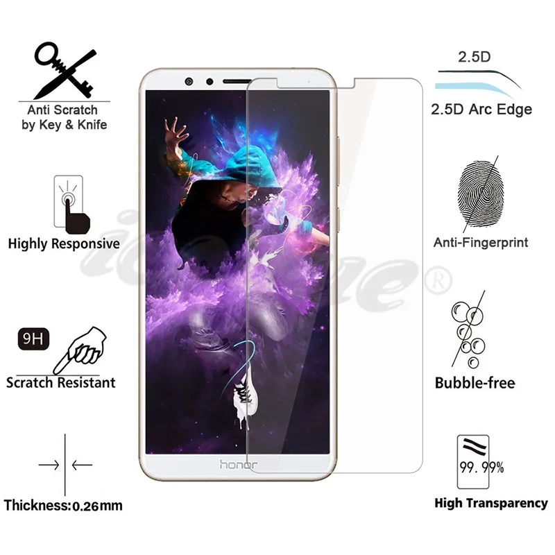 Защитное стекло Icoque для Huawei Honor 7x 2.5D 9H защитная пленка Honor7x Защитная закаленное |