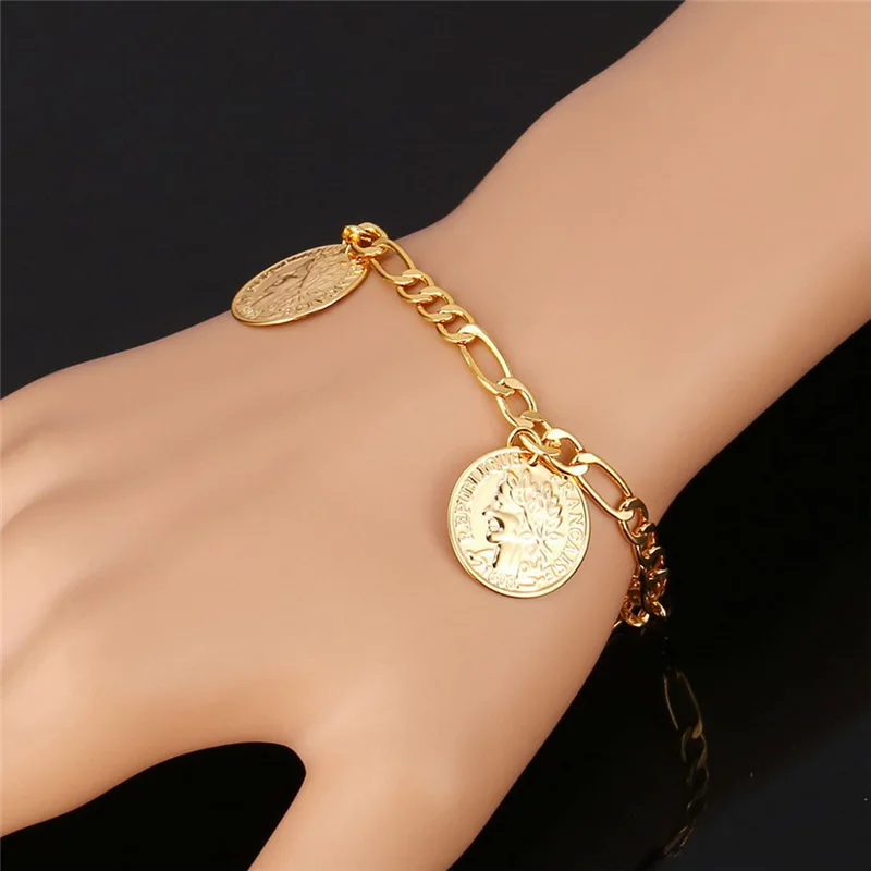 Французский ювелирный браслет с монетами винтажные модные ювелирные изделия