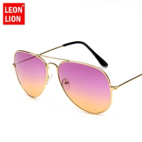 leonlion 2021 double colors gradient sunglasses women alloy mirror glasses lady retro metal glasses lunette de soleil femme