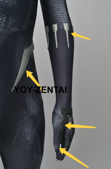 YOY-ZENTAI-4, высокое качество,, Черная пантера, костюм с деталями, Черная пантера, косплей костюм с ожерельем, лапа