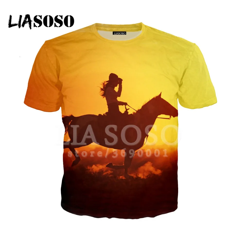 LIASOSO 2018 3D принтом женская и мужская сумасшедшая лошадь животных PatternTshirt летняя