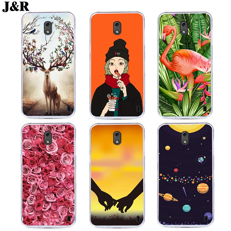 J&ampR Cute Cartoon Phone Cover For Nokia 2 Nokia2 TA-1029 TA-1035 Silicone Case 1 2.1 2018 Print Back Cases Drawing |