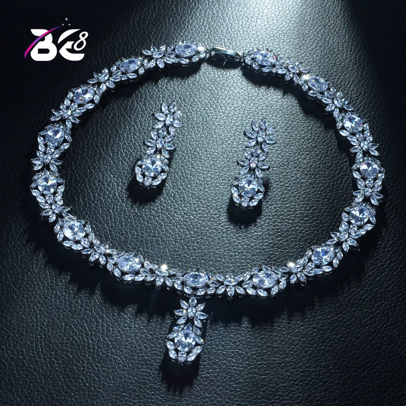 

Be 8 Beautiful Sparkling AAA Cubic Zirconia Flower Shape Full Jewelry Set Women Bridal Gifts Earring Necklace Set S344