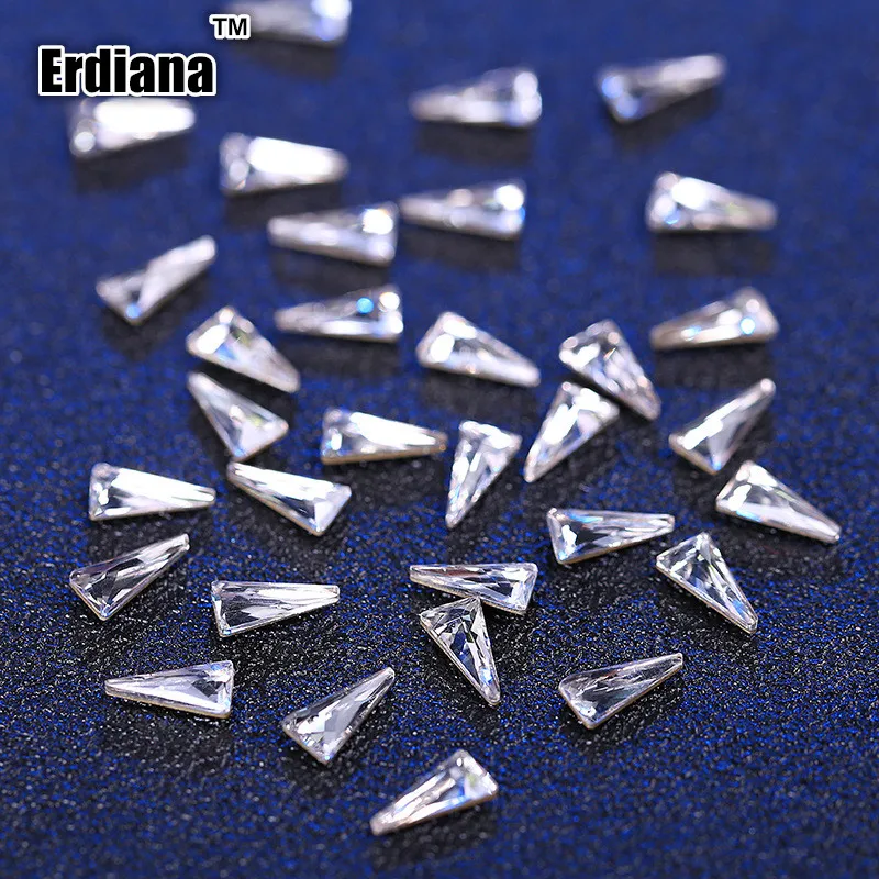 Erdiana 10 шт./компл. 5*10 мм хрусталя ногтей украшения треугольник AB блестящие