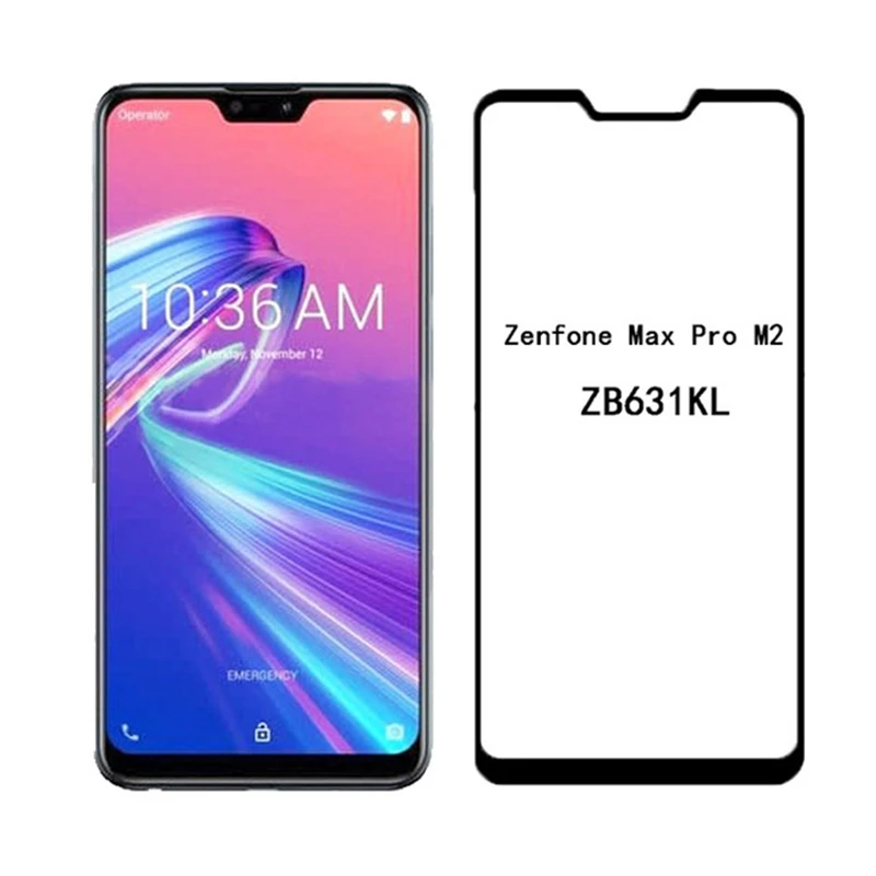 Black 2 шт Полное клеевое покрытие стекло для Asus Zenfone Max Pro M2 закаленное стекло Защита экрана для Asus Zenfone Max Pro M2 ZB631KL стекло - Цвет: Black