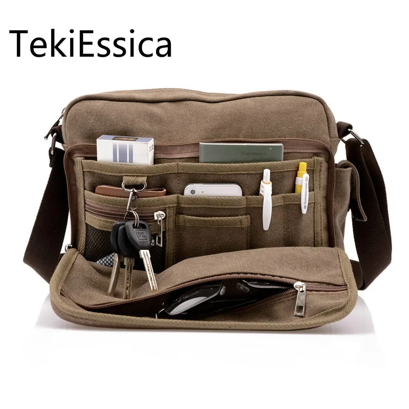 Мужская Холщовая Сумка TekiEssica повседневная дорожная мужская сумка через плечо
