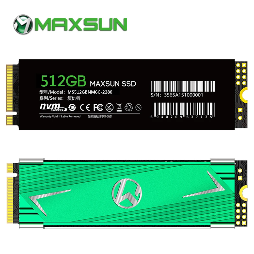 MAXSUN m2 ssd 512 ГБ 3D NAND Flash 1400 МБ/с./с SMI 2263XT PCIe3.0 x4 Накопитель с протоколом NVME M.2 2280 три