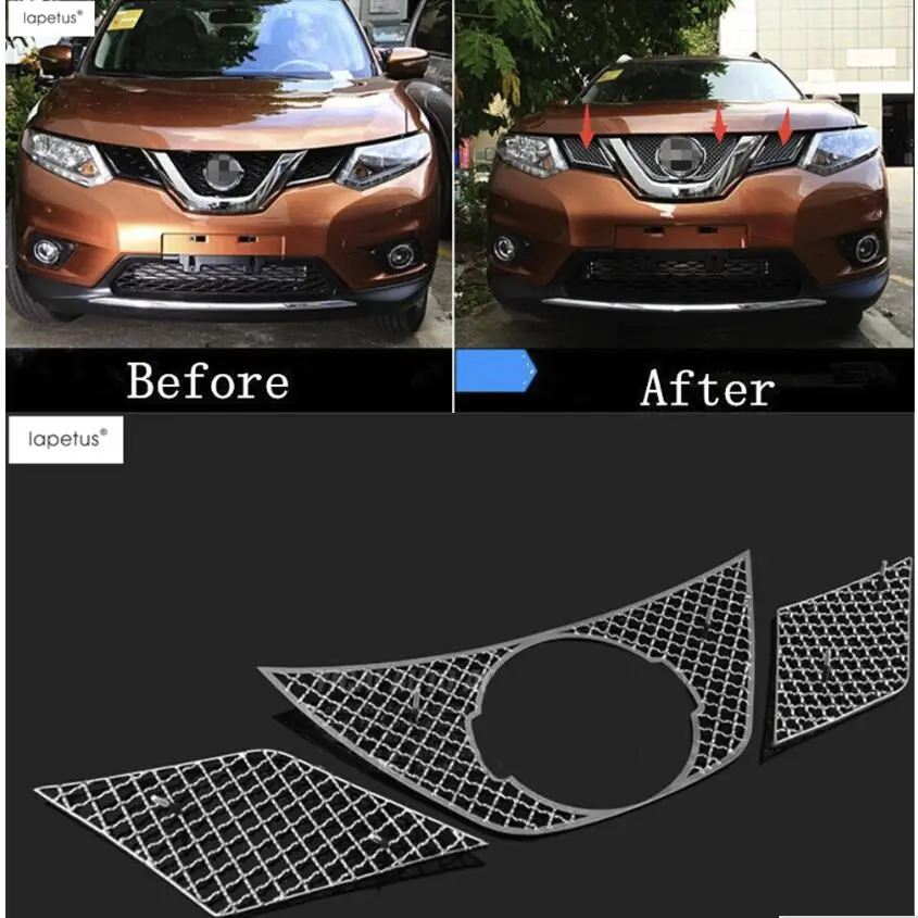 Lapetus аксессуары для Nissan X-Trail X Trail T32 Rogue- сотовый Стиль передняя решетка гриль сетка крышка комплект отделка