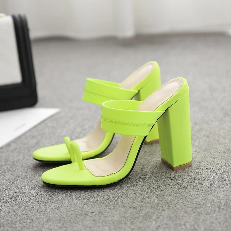 2019 летние шлепанцы босоножки на высоком толстом каблуке женские уличная одежда