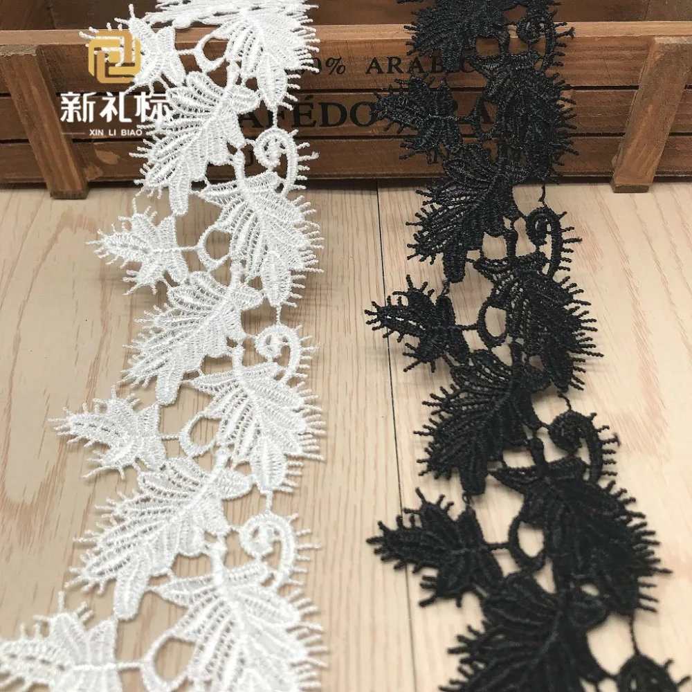 Кружевной трикотажный материал для рукоделия черно белая вышивка аксессуары