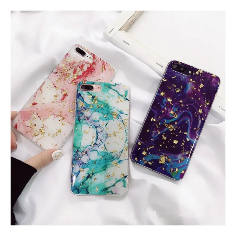Fashion Marble Phone Case for iPhone X 7 7P 8 8P 6 6S Plus Gold Glitter Soft Tpu 7Plus XS MAX XR Cases Coque |