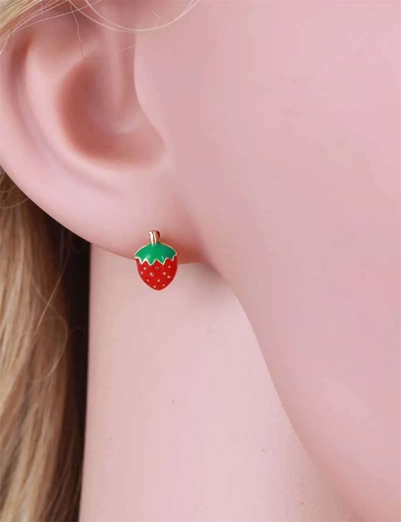 Детские Дети Девушки Ювелирные наборы Золото Цвет милый красный клубника кулон