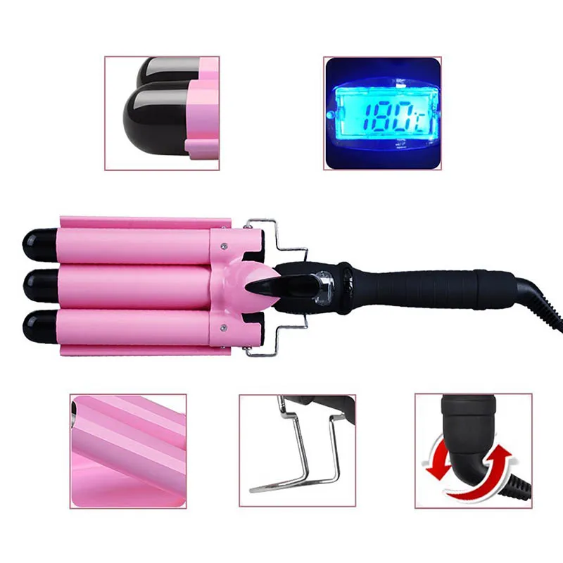 Fast Heat Curling Iron Electric Hair Curler Thermoregulator Rizadores De Cabello Wand curler roller 38mm triple hair waver |