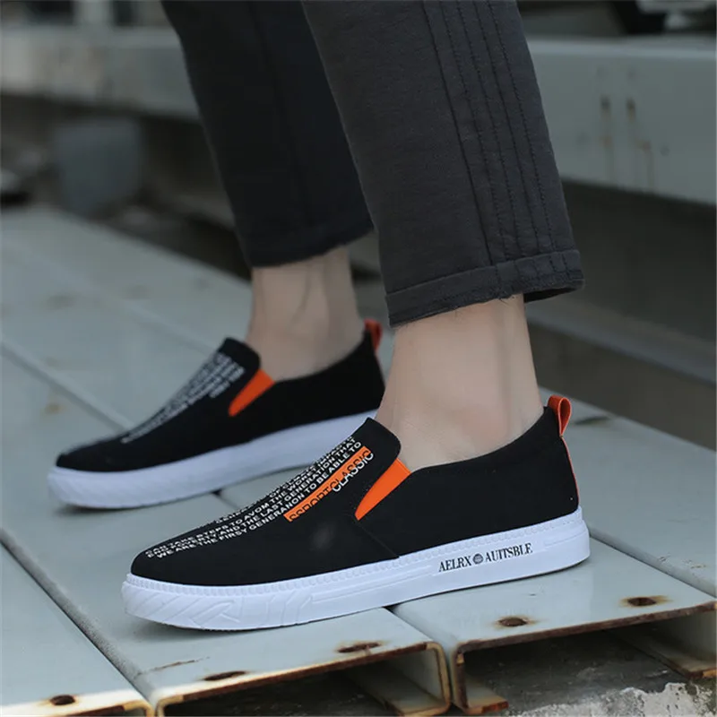 

Men Canvas Shoes Simple Casual Mens Loafers 2019 Autumn High Quality Anti-Slip Comfortable Vulcanized Shoes Man Flats sneakers