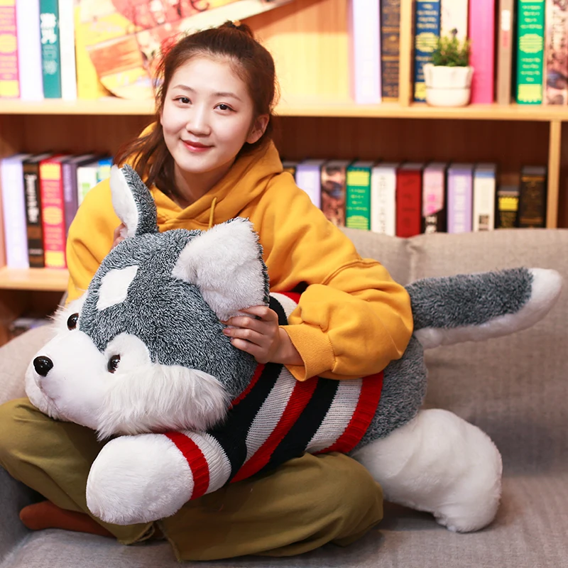 

Dorimytrader New Hot Husky Plush Toy Giant Soft Cute Dog Doll Pillow for Girl Children Gift Sofa Deco 35inch 90cm DY50671