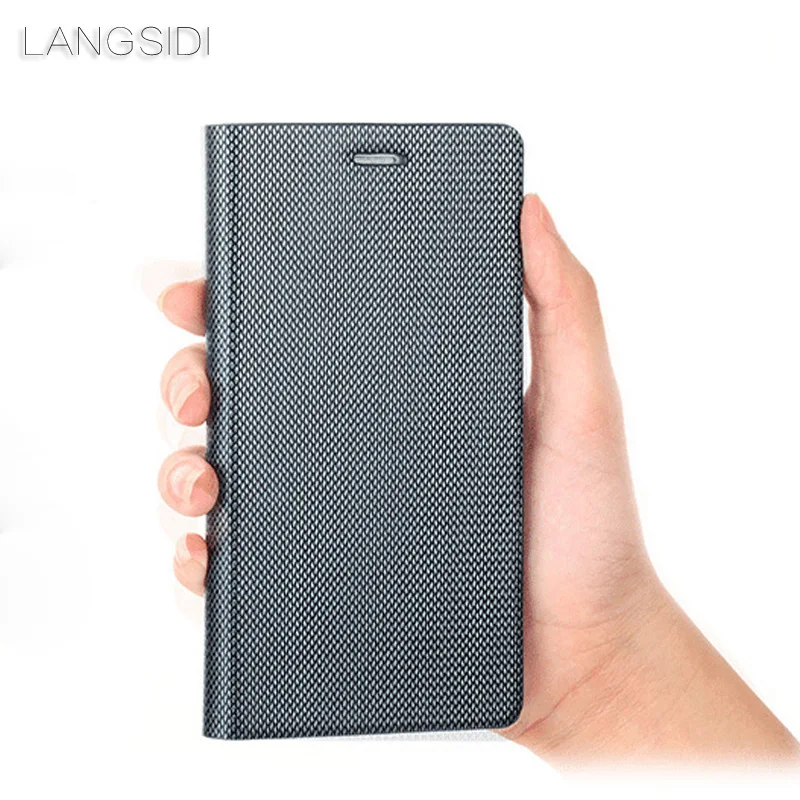 LANGSIDI брендовая натуральная кожа телефон случае ромба раскладушка handphone оболочки