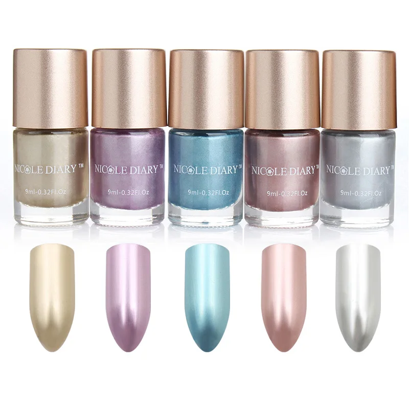 5 Bottles Metallic 5/6/8 бутылочки Николь дневник лаки для ногтей Хамелеон переливающийся Flakies польский/тиснение/блестящий металлический лак для ногтей - Цвет: 5 Bottles Metallic