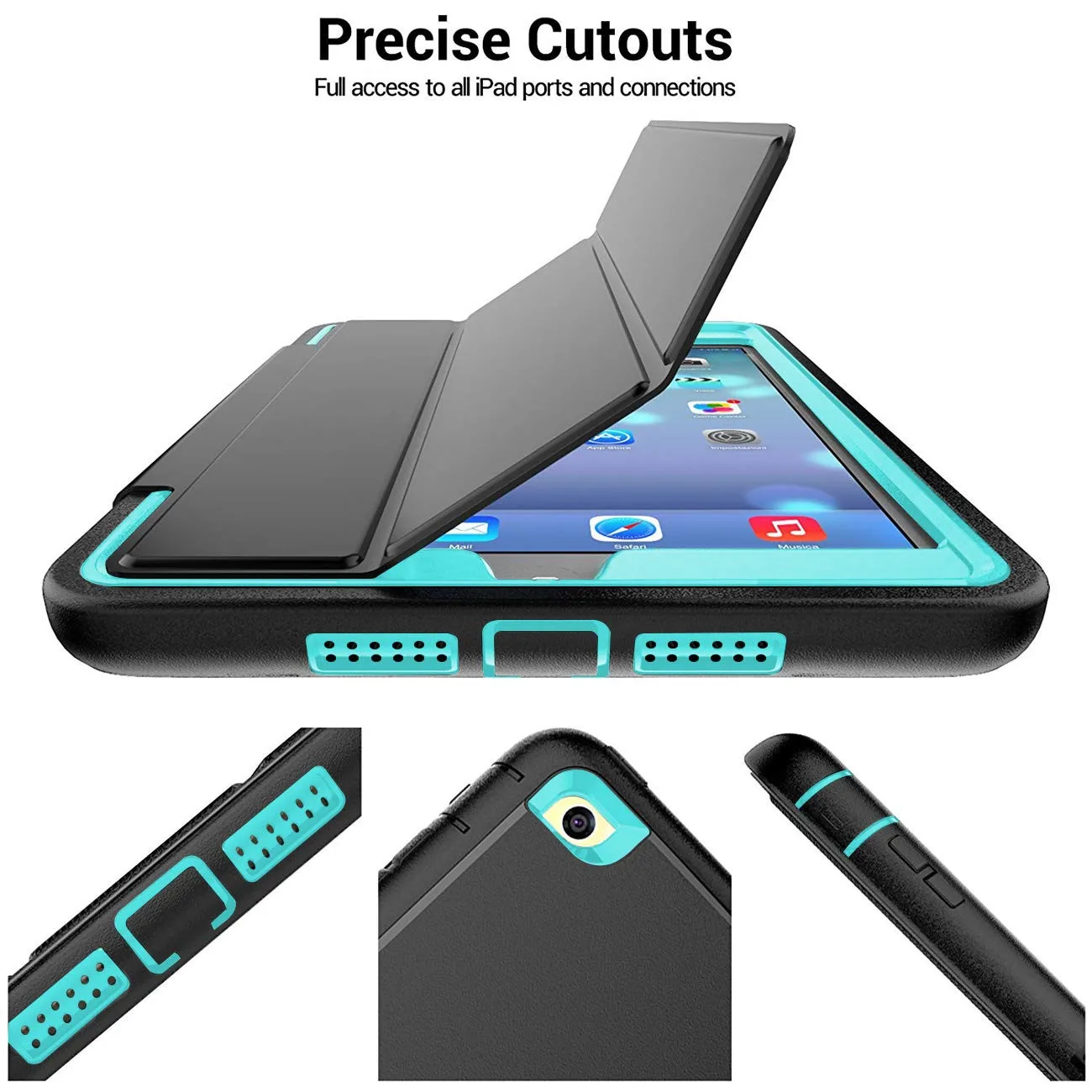 Для iPad Mini 1/2/3 retina дети Безопасный бронированный противоударный чехол Heavy Duty силиконовый Жесткий Чехол Smart Cover с Авто Режим сна/Пробуждение