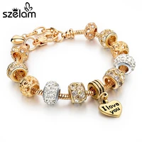 szelam heart charm bracelets for women snake chain gold color bracelets bangles fashion jewelry sbr150074