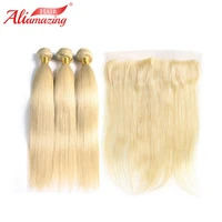 ali amazing hair brazilian 13x6 preplucked big lace frontal 613 straight hair with 3 bundles human hair can mix any length