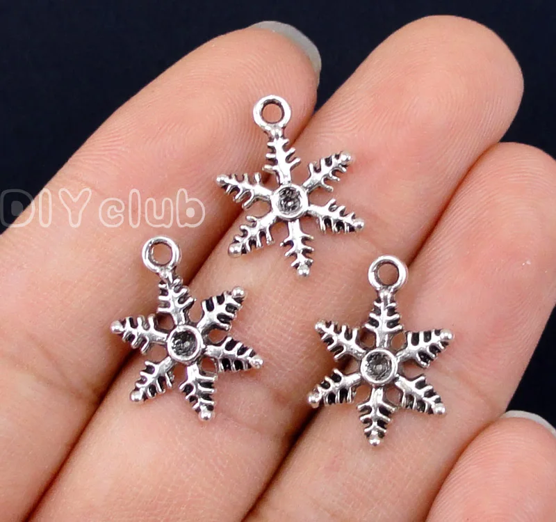 

120pcs-Antique Silver Snowflake Charms Pendant 18x14mm