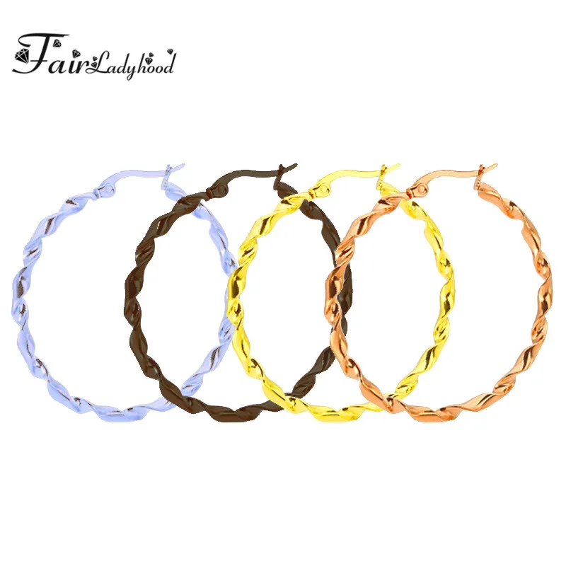 Женские серьги из нержавеющей стали кольца с овальным покрытием ювелирные