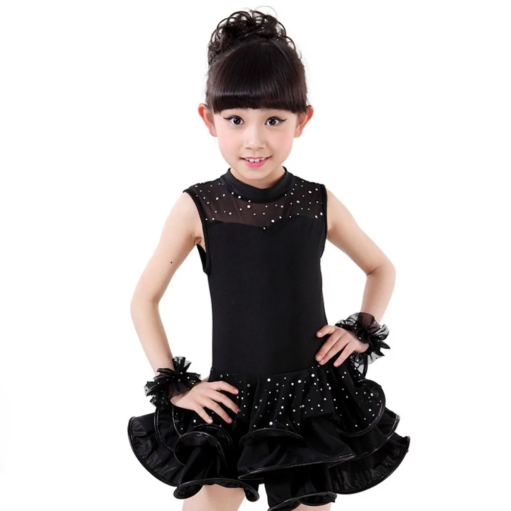 Summer Fashion Girls Kids Children Performance Stage Sleeveless Dancewear Ballroom Latin Salsa Dance Dresses Dress Vestido S3011 | Детская
