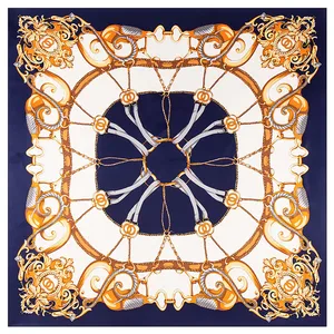 POBING 100% шелковый шарф женский большой шали Дворцовая цепь печать палантины квадратный бандана холщовая Косынка шарф женский Foulards 130 см