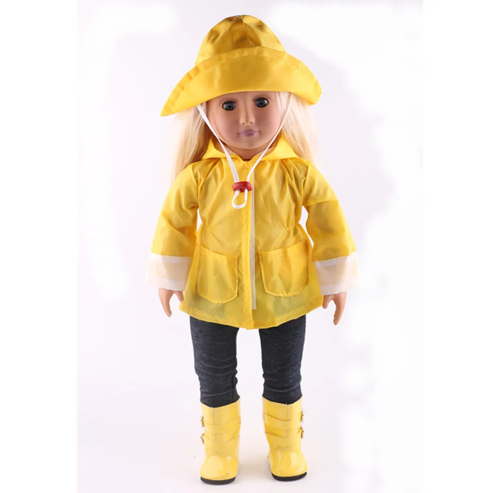 Raincoat Suit 3 Pcs/Set=Jacket+Hat+Pants Fit 18 Inch American&43 CM Baby Doll Clothes,Girl's Toys,Our Generation,Christmas Gifts images - 6