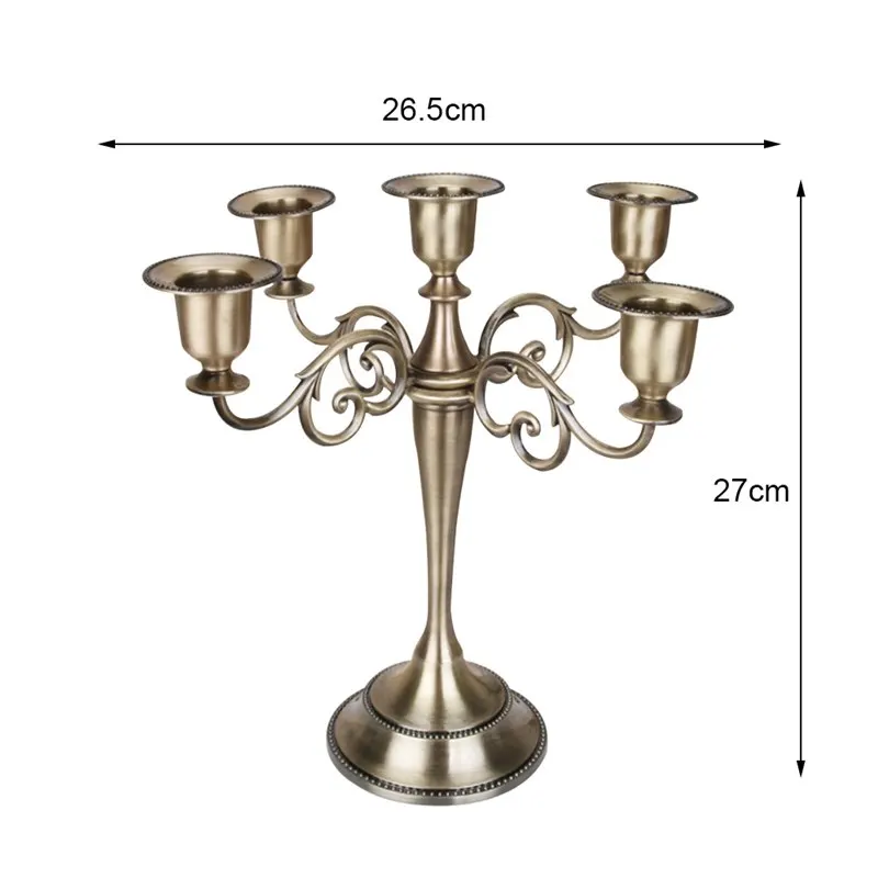 bronze-5arms 3/5-Arms металлические подсвечники серебро/золото/бронза/черный свадебное украшение подсвечник Подставка для свадьбы домашний декор канделябры - Цвет: bronze-5arms