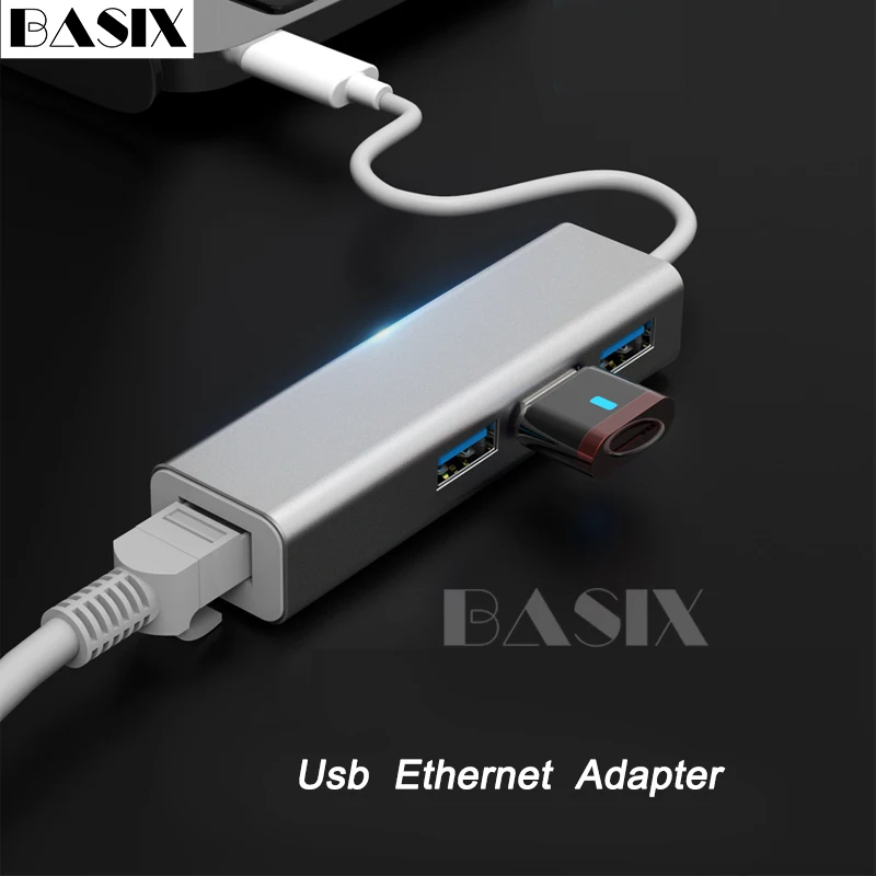 USB Ethernet адаптер Basix с 3 портами 0 концентратор к Rj45 1000 Мбит/с сетевая карта Lan для