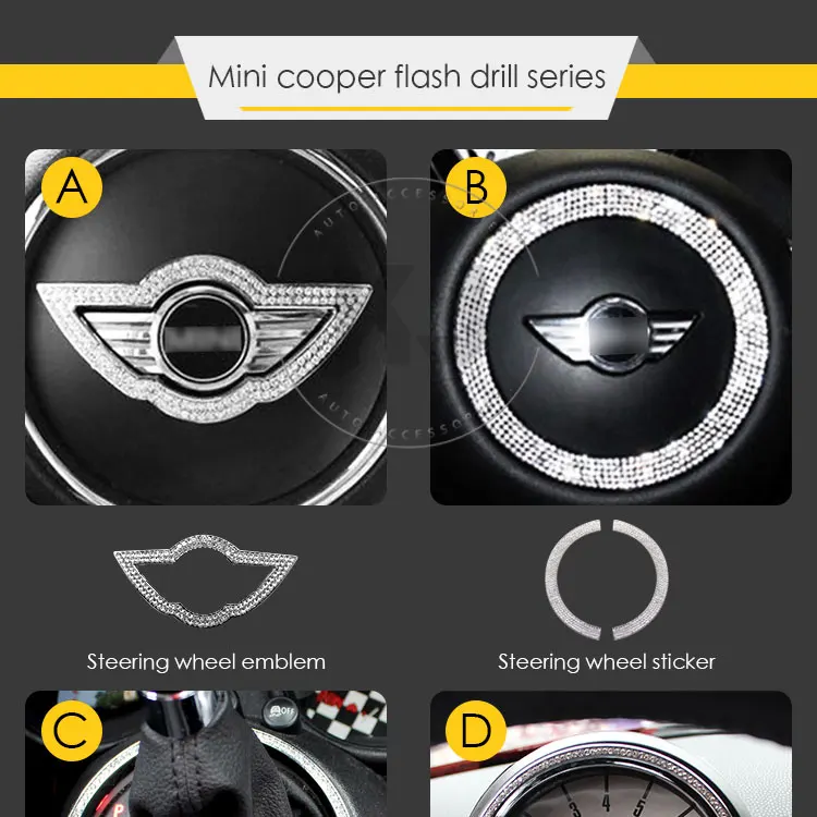 Для Mini Cooper Blingbling Кристальные эмблемы наклейки R55 R56 Clubman(2007-2013) аксессуары украшения