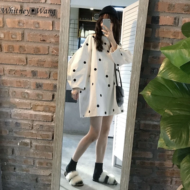 Модель 2018 года Осеннее модное уличное платье WHITNEY WANG с рукавами-фонариками