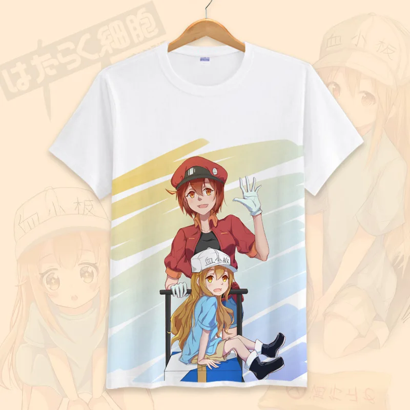 Аниме-ячейки на работе! Эритроцит красная кровяная клетка и тромбоцит футболка