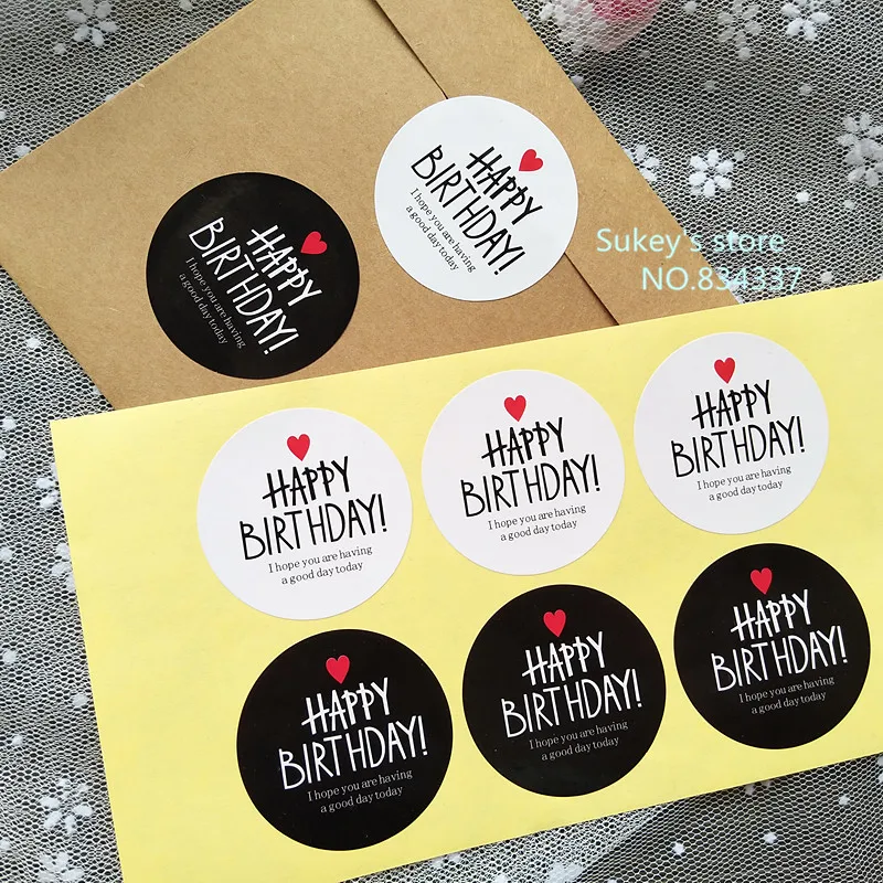 

160pcs/lot DIY decorative sticker Black and White Classical Happy Birthday Multi-Functional Decorative Sticker Packaging sticker