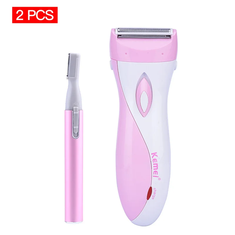 Shaver And Trimmer 1 Перезаряжаемая Женская бритва 110-240 В, женский эпилятор, водонепроницаемый Женский Триммер для бритья, бикини, удаление волос+ мини триммер для бровей - Цвет: Shaver And Trimmer 1