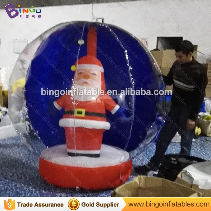 

Christmas decorating inflatable snow globe with santa claus 1.7 meters tall inflatable giant snow globe ball for sale