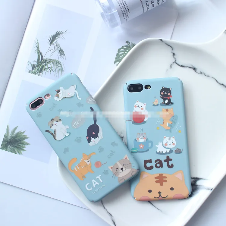 Kawaii Cat Чехол для телефона iphone 6 6s плюс Чехлы милый мультфильм много кошек Жесткий X