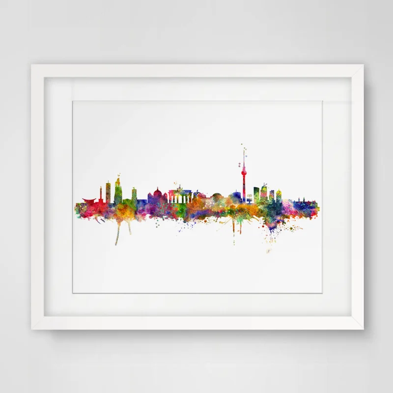 Акварельный Берлинский городской плакат горизонтальный Декор настенная