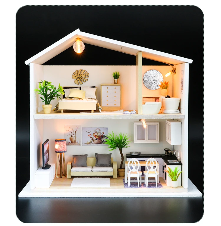 CUTEBEE DIY Кукольный дом деревянные кукольные домики миниатюрный кукольный домик мебель набор игрушек для детей Рождественский подарок M038