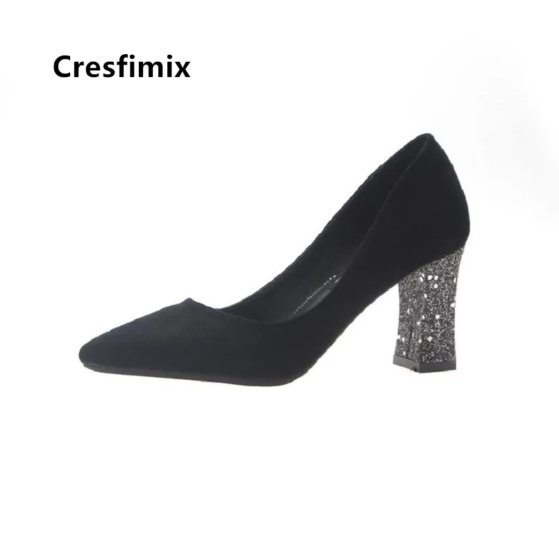 Cresfimix/пикантные женские черные вечерние Клубные туфли на высоком каблуке Модные