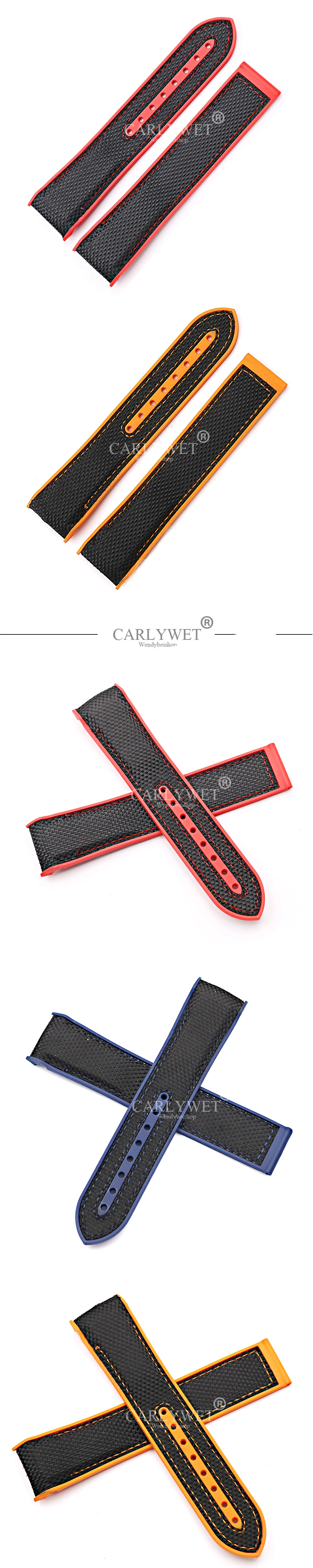 CARLYWET 20 22 мм горячая Распродажа резиновый силикон с нейлоновой заменой ремешок для часов ремень для планеты океан 45 42 мм