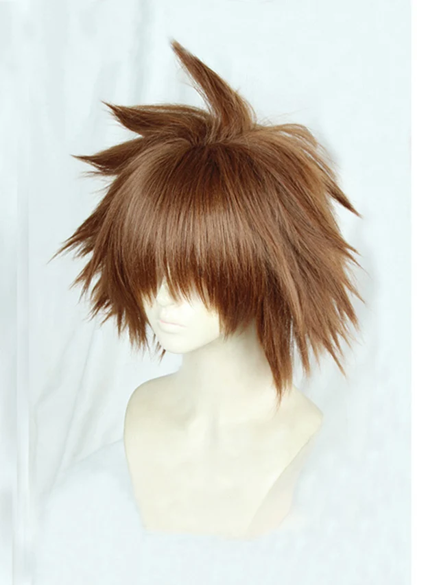 Короткие коричнево желтые термостойкие волосы для косплея KINGDOM HEARTS 3 Sora парик +