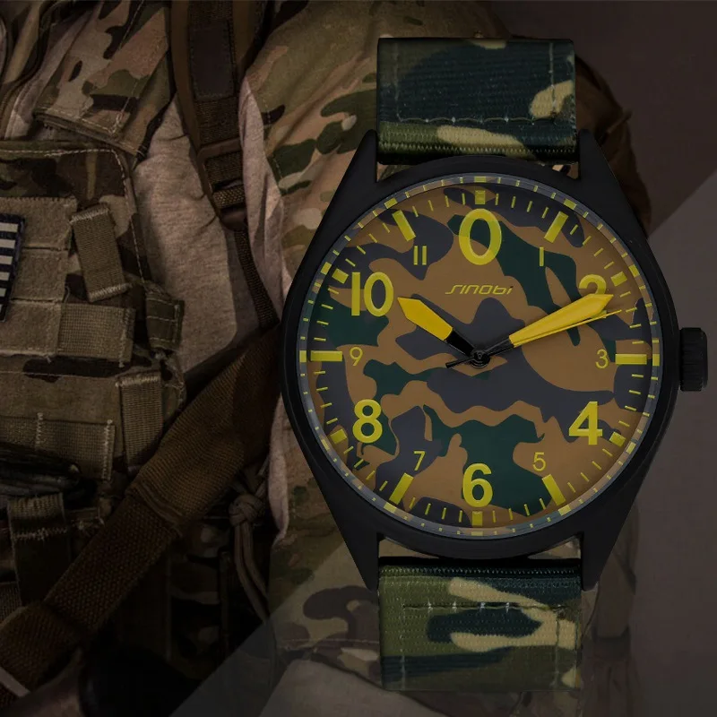 

SINOBI Watch Men Military Watches Top Brand Luxury Nylon Watchband Waterproof Air Force Males Sports Watch Quartz Clock Relogio